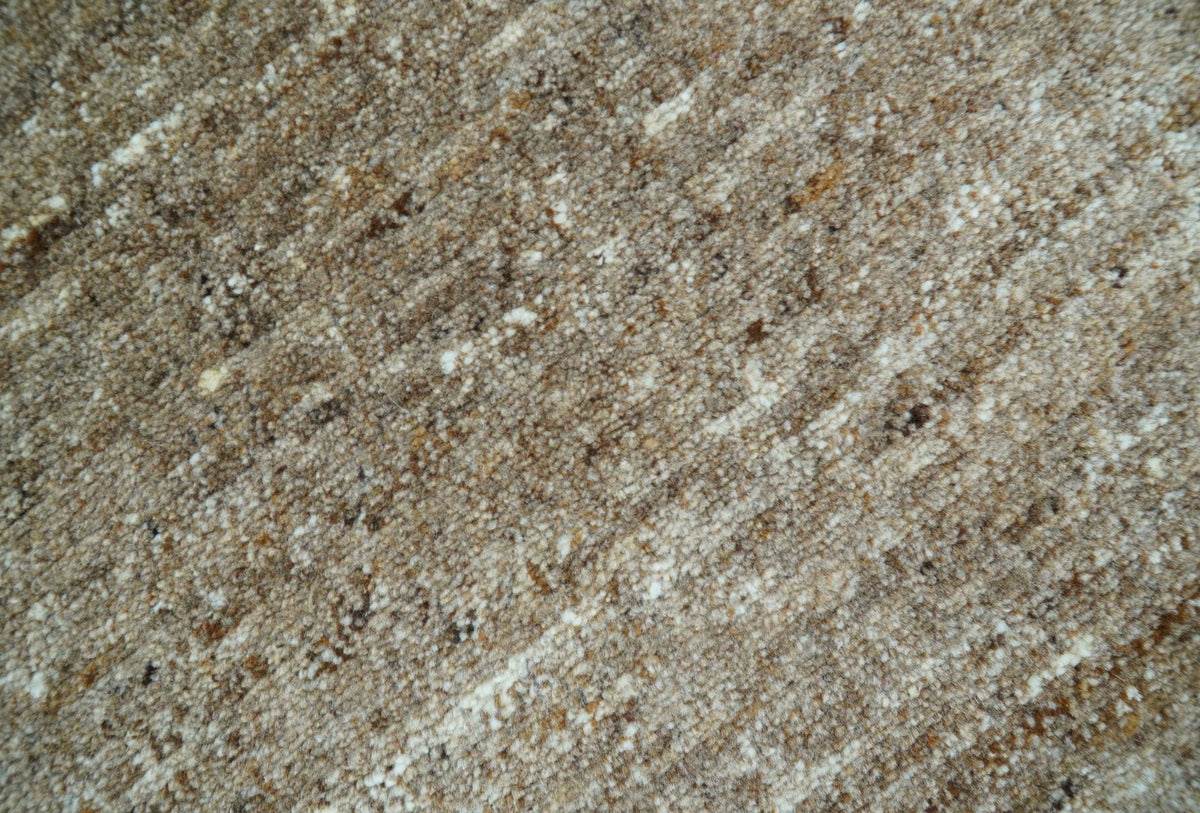 Wool Area Rug Hand-Knotted Heathered Solid, natural brown, view 5