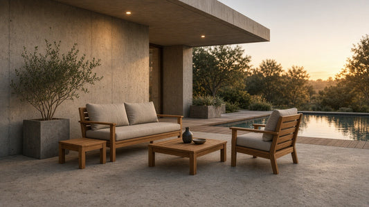 4 Piece Acacia Wood Patio Furniture Set - outdoor lifestyle hero