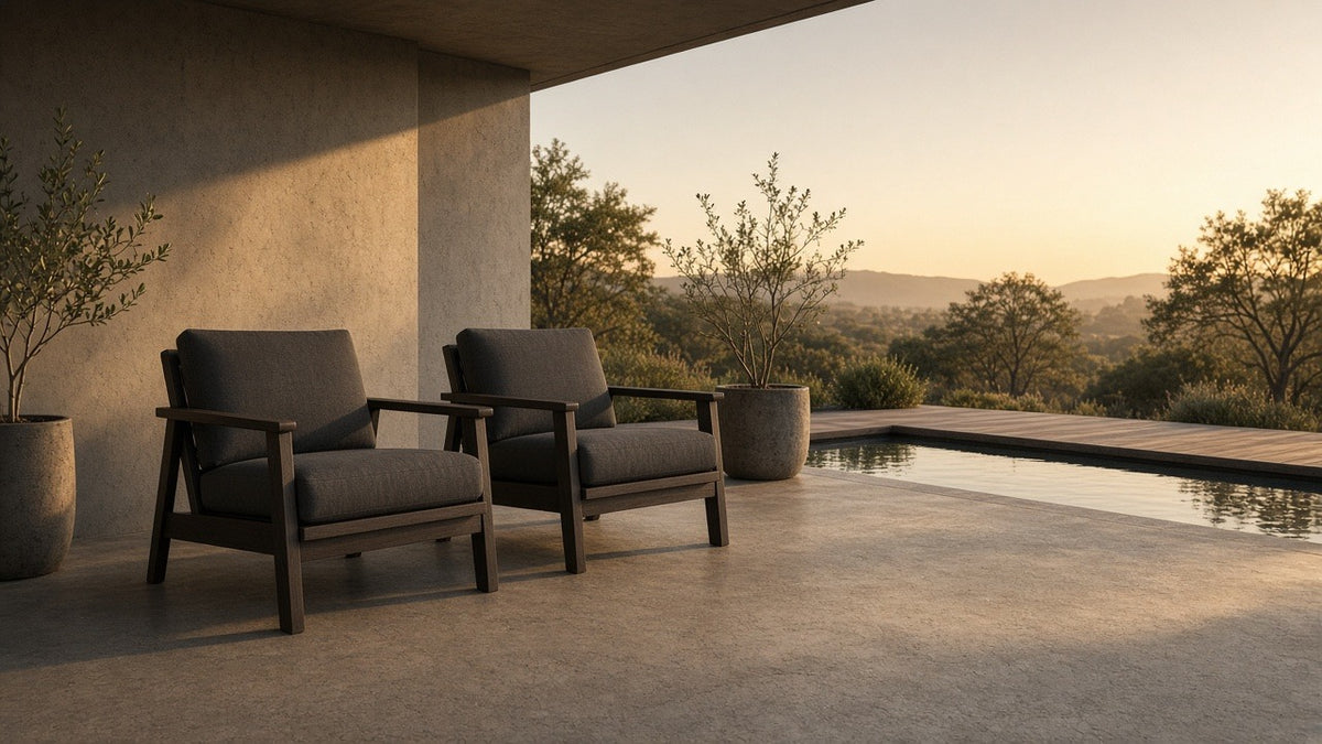 Outdoor Armchairs With Cushions (Set of 2) - Espresso / Gray - outdoor lifestyle hero