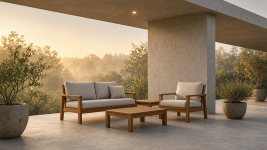 4-Piece Acacia Wood Patio Seating Set - outdoor lifestyle hero