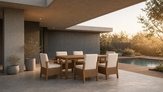 Acacia 6-piece dining golden hour patio lifestyle v2