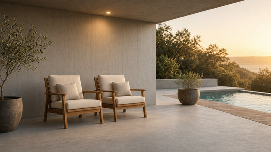 Tranquillo Solara Acacia Wood Outdoor Chairs Set of 2 with Cushions for Stylish Outdoor Seating - outdoor lifestyle hero