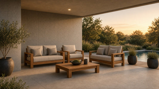GO 4 Pieces Outdoor Acacia Wood Sofa Set with Coffee Table - outdoor lifestyle hero