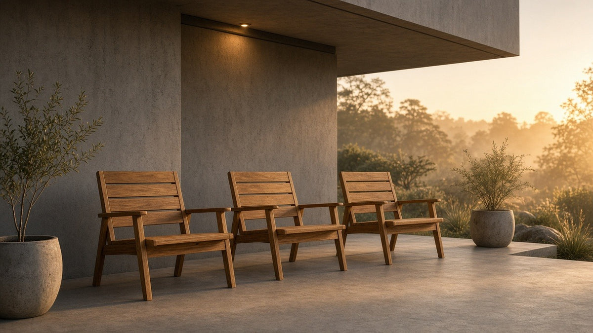 Set of 3 Outdoor Acacia Wood Patio Chairs - outdoor lifestyle hero