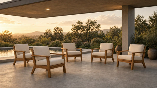 Outdoor Acacia Wood Club Armchair with Charcoal Cushions (Set of 4) - outdoor lifestyle hero