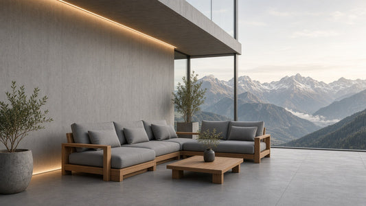 Wood structure outdoor sofa mountain view lifestyle v2