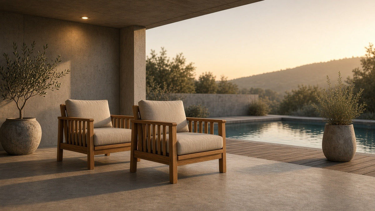 Outdoor Acacia Wood Club Chairs with Cushions (Set of 2) - outdoor lifestyle hero