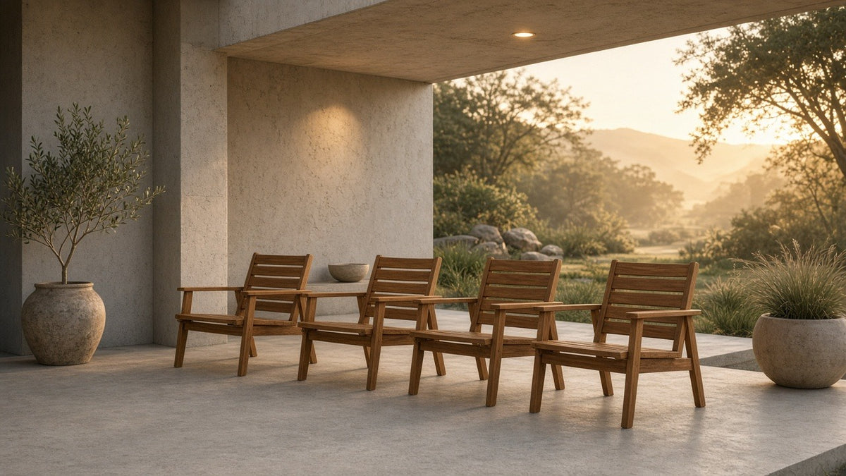 Set of 4 Outdoor Acacia Wood Patio Chairs - outdoor lifestyle hero