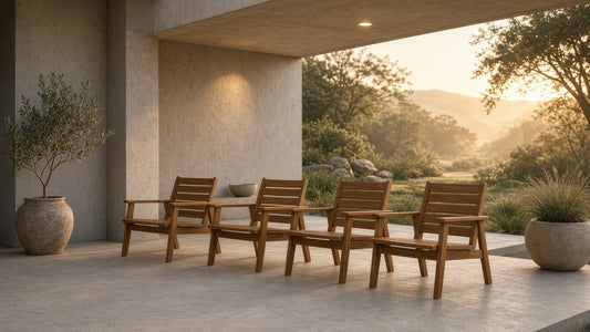 Set of 4 Outdoor Acacia Wood Patio Chairs - outdoor lifestyle hero