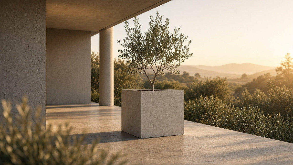 Outdoor Large Square MGO Planter 35''L - outdoor lifestyle hero