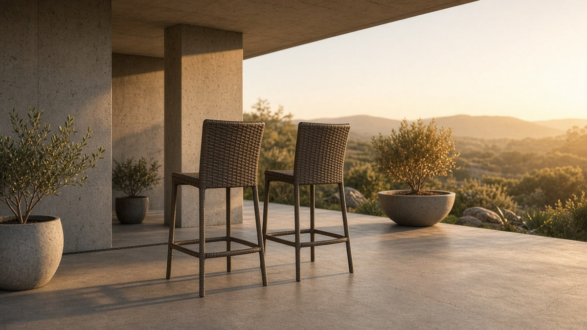 Ladd Outdoor Metal Wicker Barstool Set of 2 - outdoor lifestyle hero