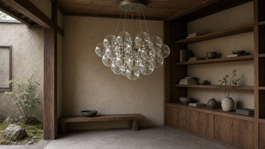 Circular bubble chandelier lifestyle wabi-sabi hero