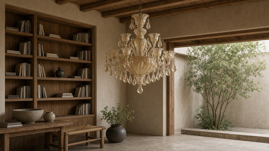 Champagne Ares Murano chandelier lifestyle hero