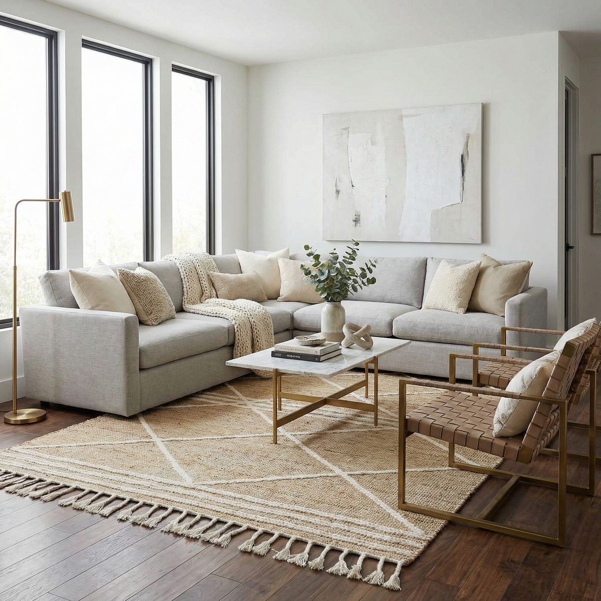 Gulnur Natural Jute&Wool Trellis Rug