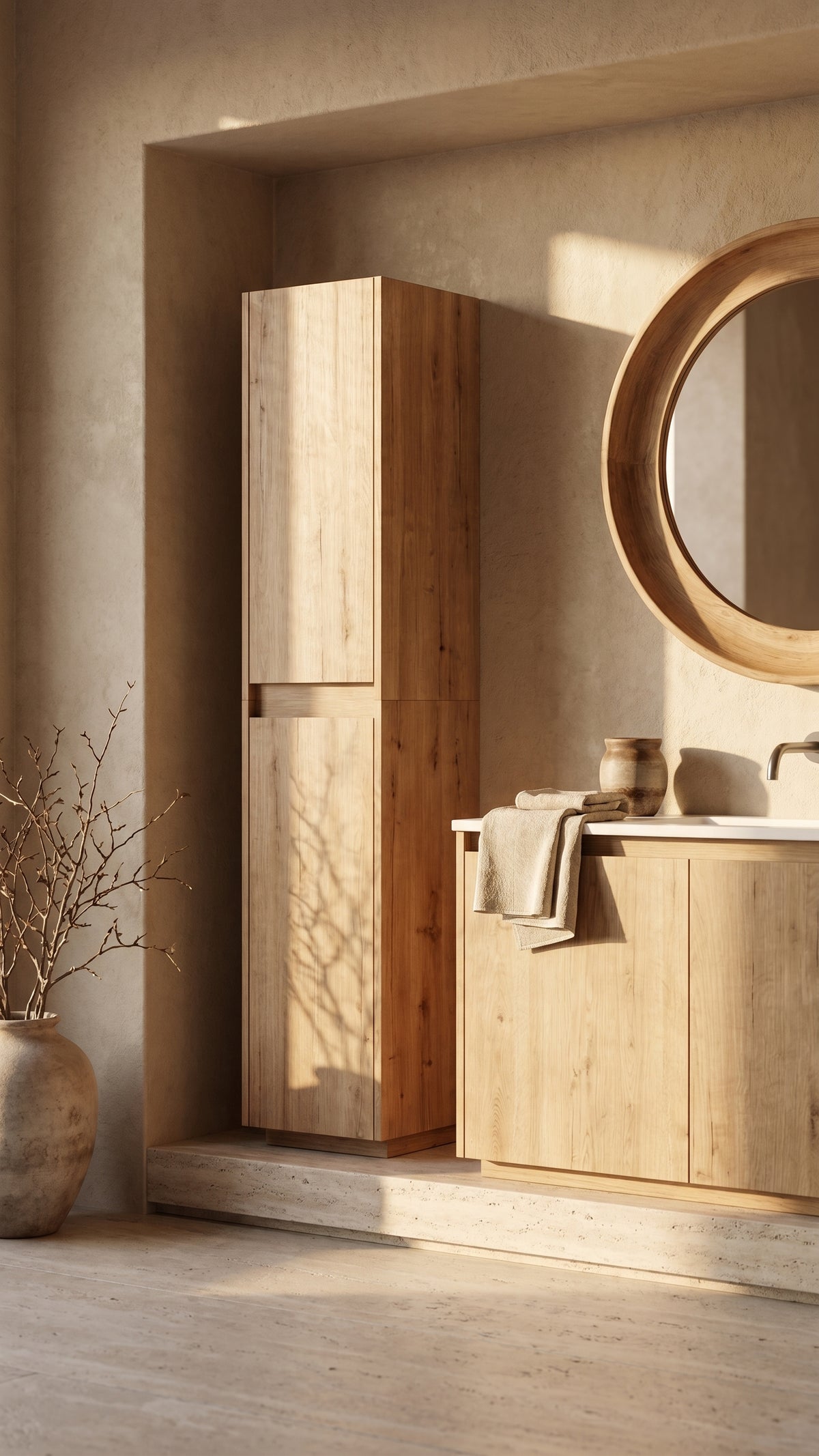 24" Wall-Mounted Bathroom Vanity With Sink and Side Cabinet