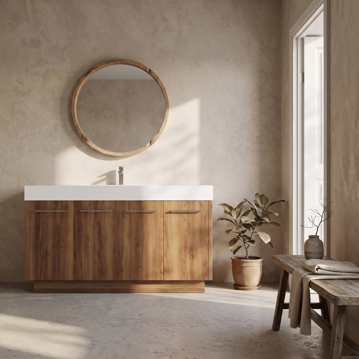 60 Inch Wall-Mounted Bathroom Vanity with Sink