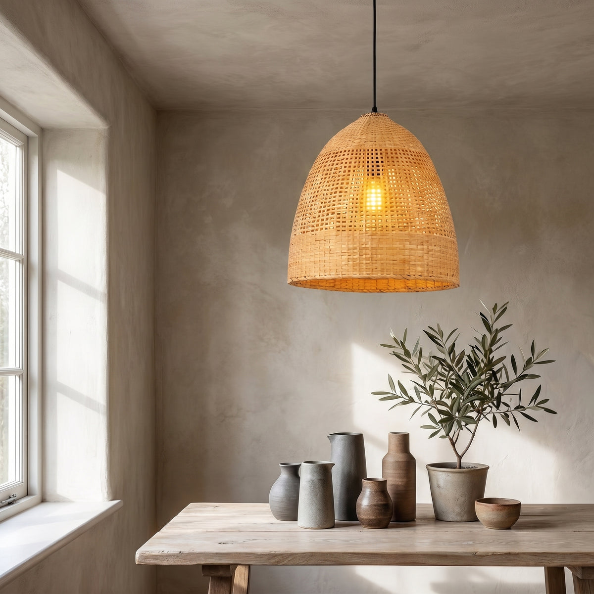 Abutilon Handwoven Bamboo Pendant Light
