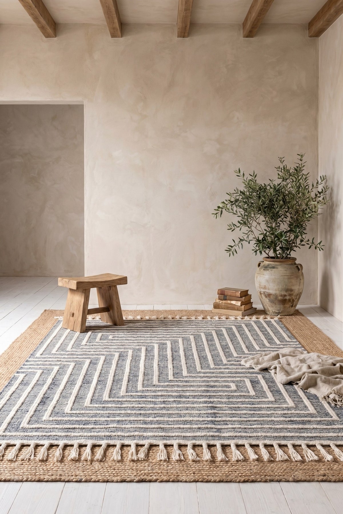 Aditya Tasseled Jute&Wool Carpet
