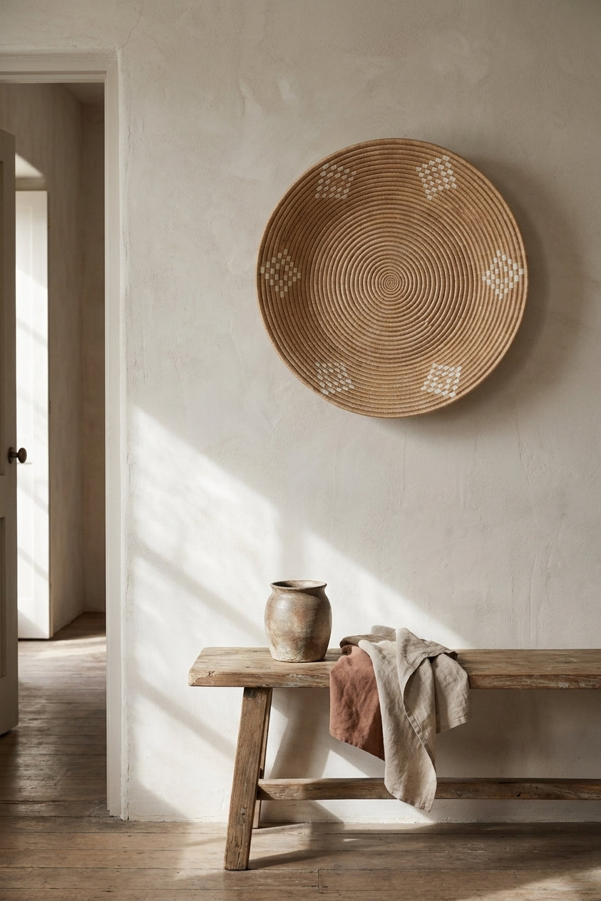 Blonde Rwanda Ivory Diamond Wall Basket