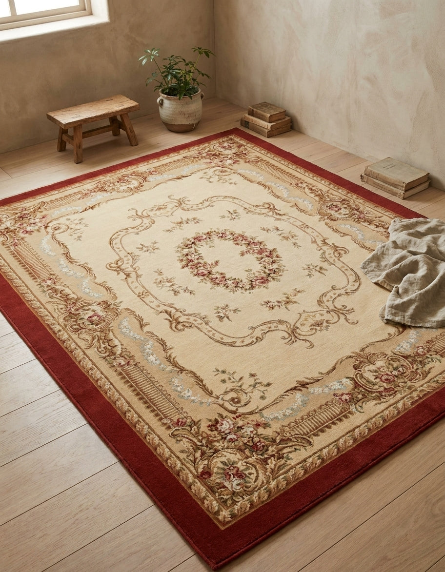Canvello Beige Fine Hand Knotted Abusson Rug - 8'11'' X 12'1''