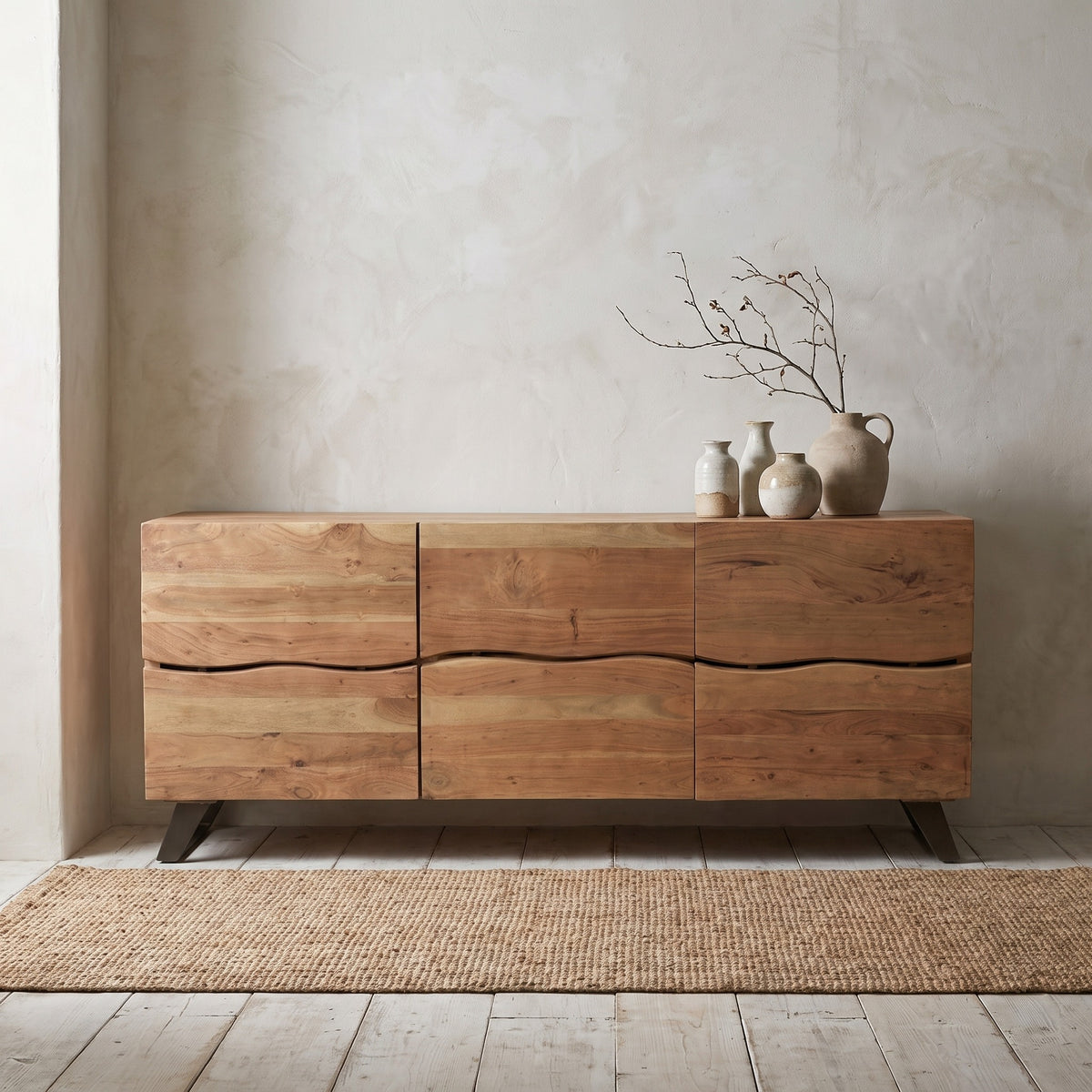 Light Acacia Live Edge Sideboard