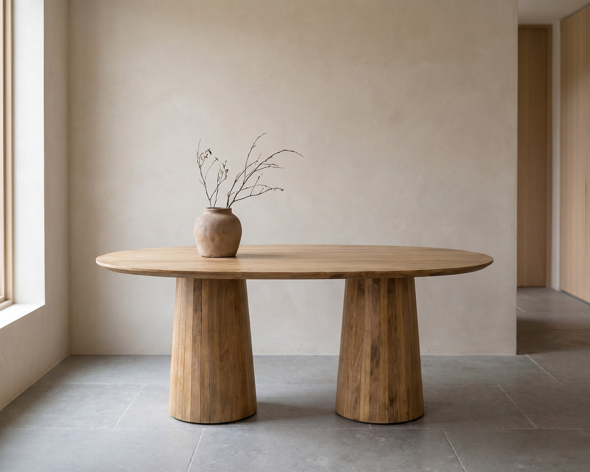 Mango Wood Dining Table (oval) - 71 x 35 x 30 in