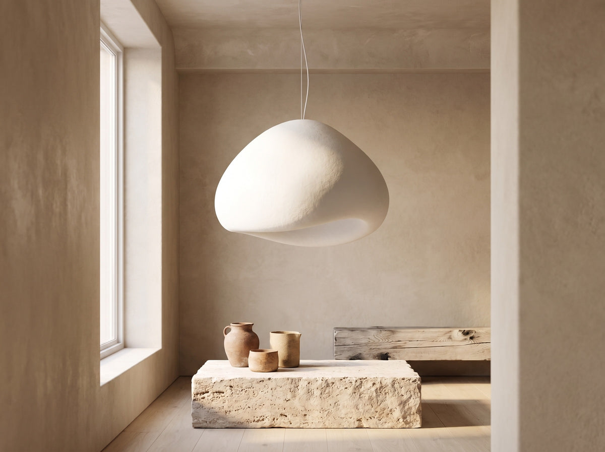 Modern Sculptural Pendant Light - Organic Pebble Ceiling Lamp