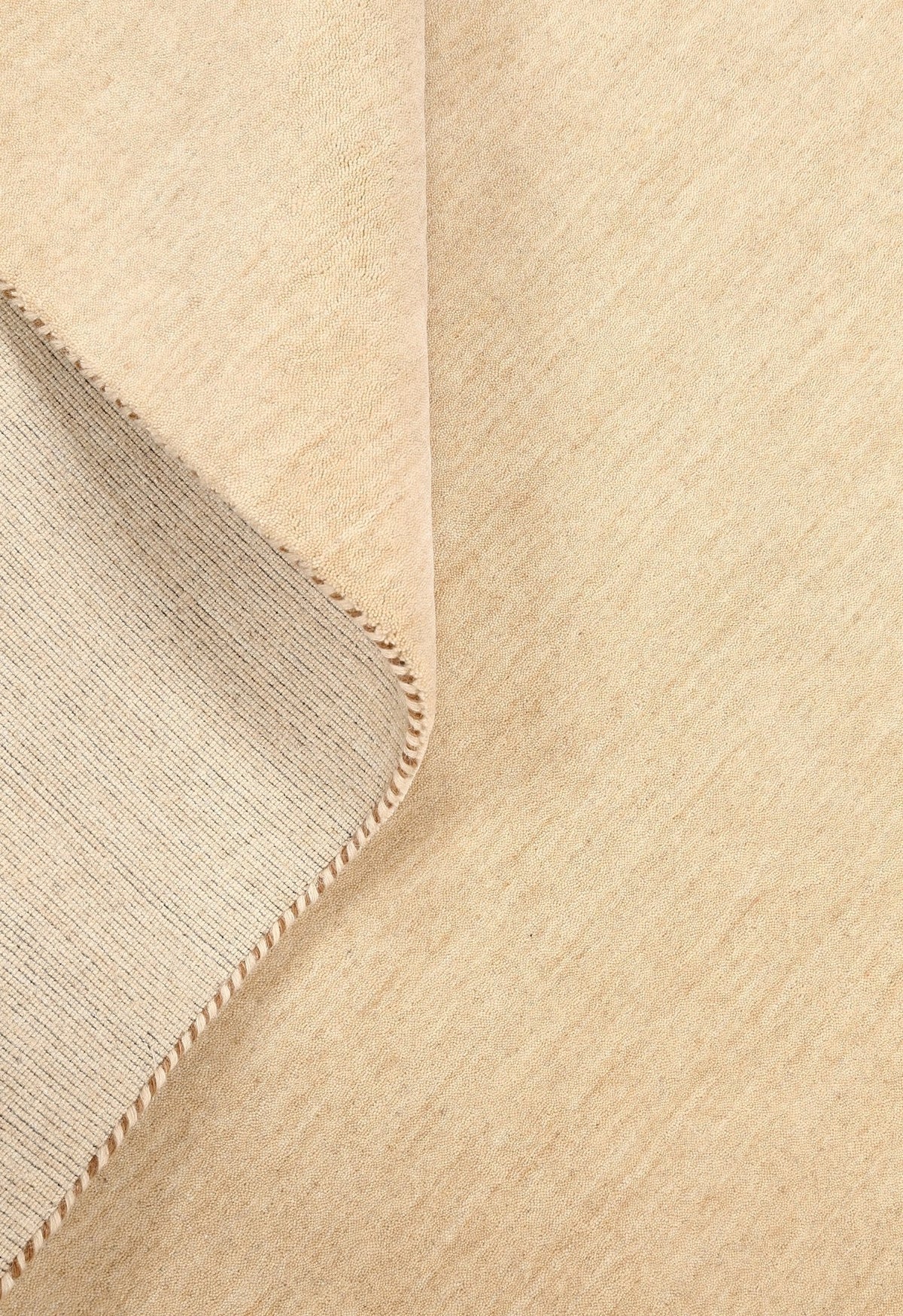 Wool Area Rug Hand-Loomed Solid Weave, beige, view 4