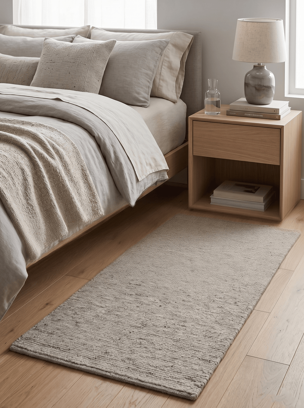 Wool Area Rug Hand-Knotted Quiet Solid, beige, view 2